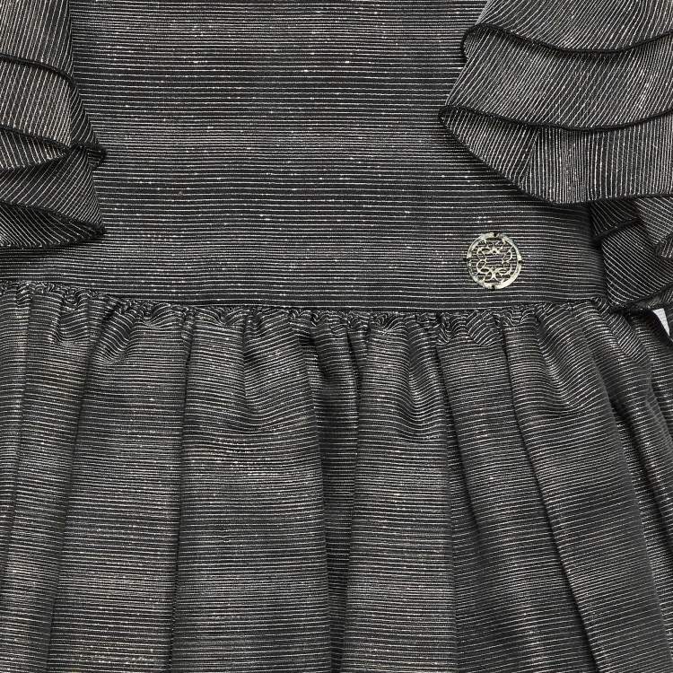 Pre Owned Elie Saab Kids Black Lurex Mesh Flared Dress 6 Yrs