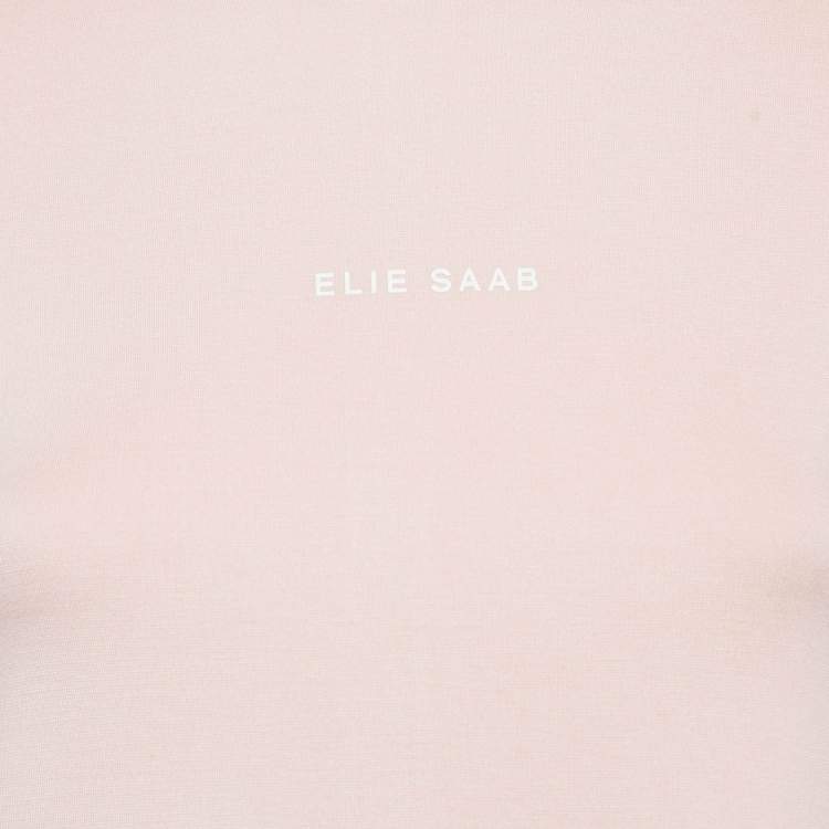 Pre Owned Elie Saab Pink Floral Chiffon Trim Jersey Mini Dress 12 Yrs 