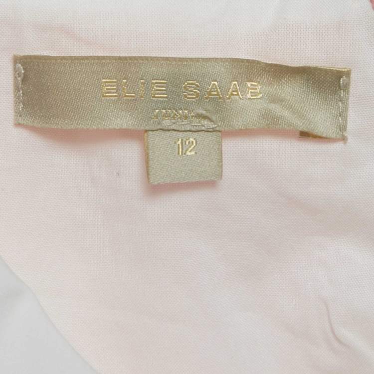 Pre Owned Elie Saab Kids Pink Polka Dots Cotton Tiered Dress 12Yrs