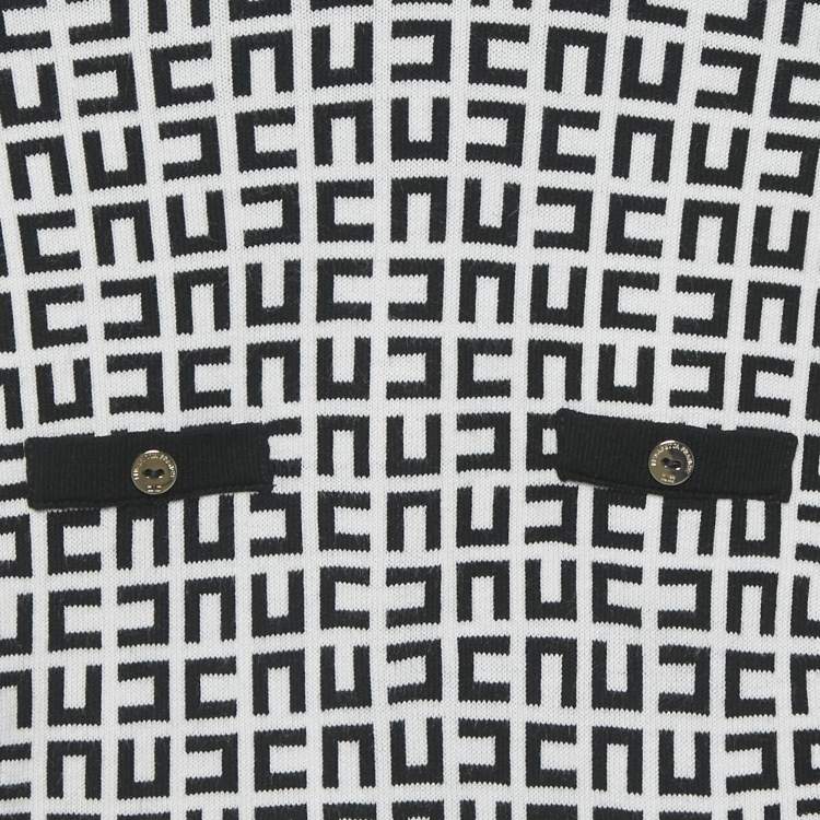 Pre Owned Elisabetta Franchi Black/White Monogram Knit Sleepsuit 6M