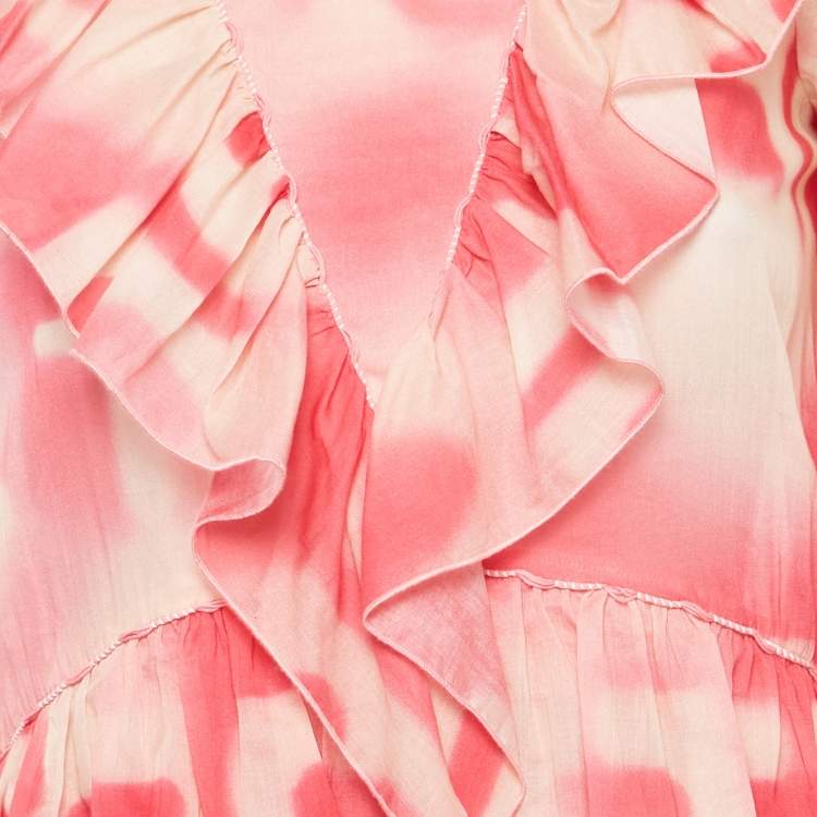 Pre Owned Elisabetta Franchi Kids Pink Printed Cotton Ruffled Dress 10-14 Yrs