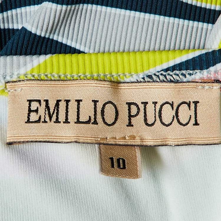 Pre Owned Emilio Pucci Multicolor Printed Knit Swimsuit 10 yrs