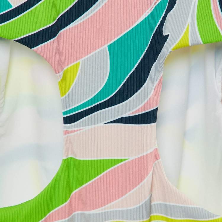 Pre Owned Emilio Pucci Multicolor Printed Knit Swimsuit 10 yrs