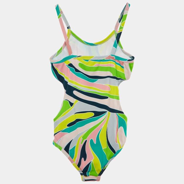 Pre Owned Emilio Pucci Multicolor Printed Knit Swimsuit 10 yrs