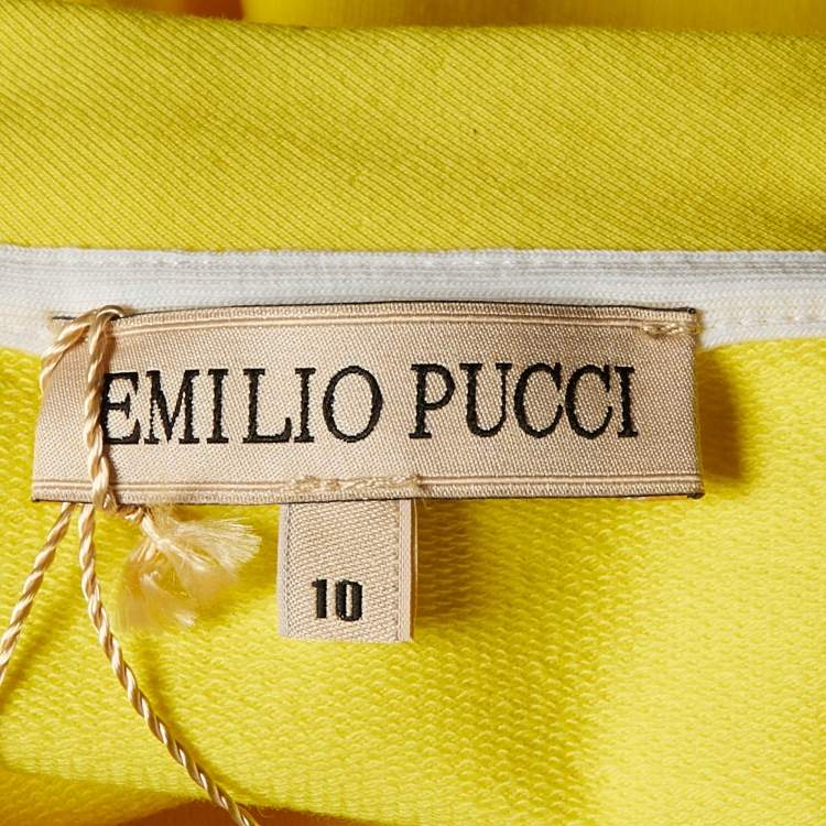 Pre Owned Emilio Pucci Kids Yellow Logo Print Cotton Sweatshirt Size 10 Yrs
