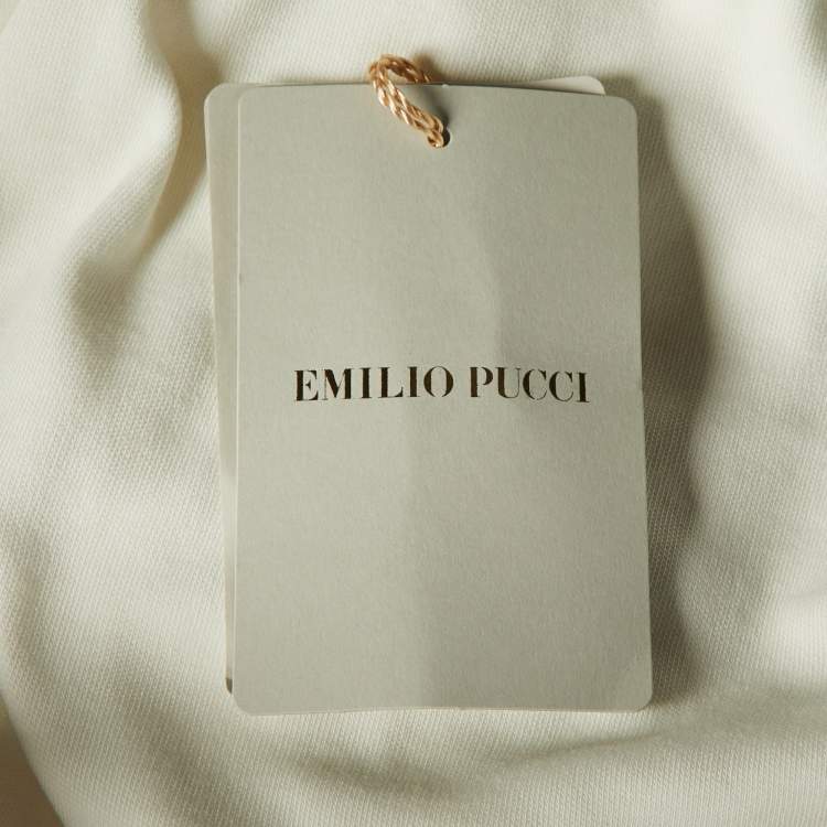 Pre Owned Emilio Pucci Kids White Cotton Vetrate Sleeve Shift Dress Size 12Yrs