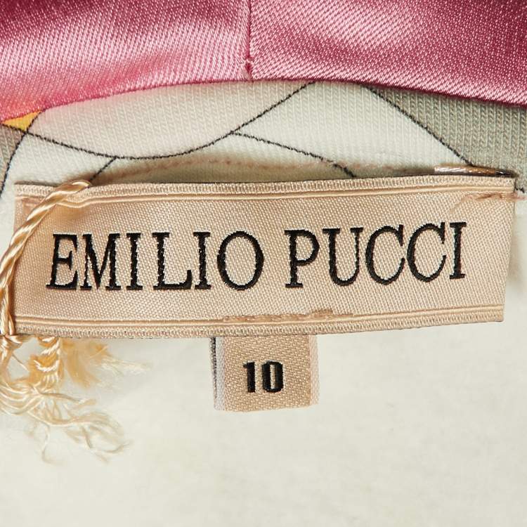 Pre Owned Emilio Pucci Kids Pink Printed Cotton Hooded Jacket Size 10 Yrs