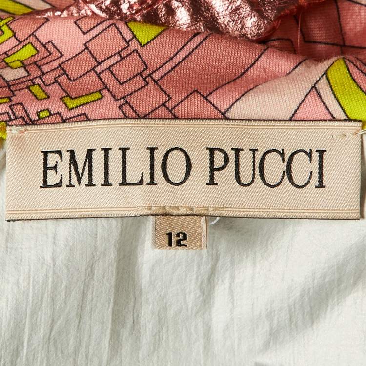 Pre Owned Emilio Pucci Kids Pink Metallic Zip Up Jacket Size 12 Yrs