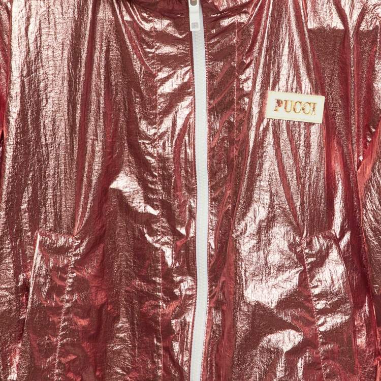 Pre Owned Emilio Pucci Kids Pink Metallic Zip Up Jacket Size 12 Yrs