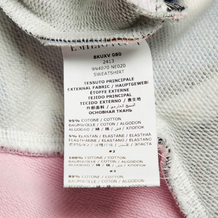 Pre Owned Emilio Pucci Kids Pink/Blue Printed Cotton Zip Up Hoodie Size 4 Yrs