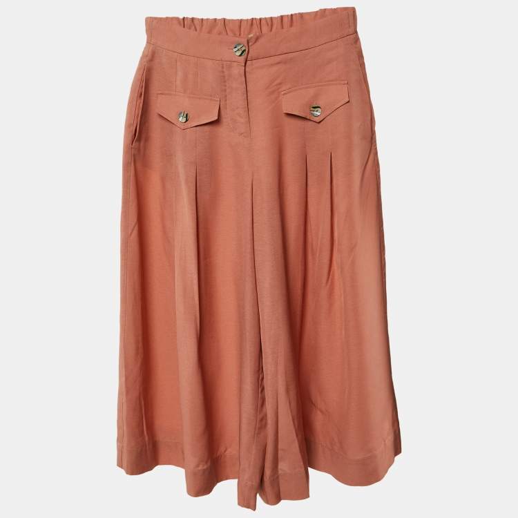 Pre Owned Emilio Pucci Kids Pink Crepe Wide Leg Trousers Size 8 Yrs