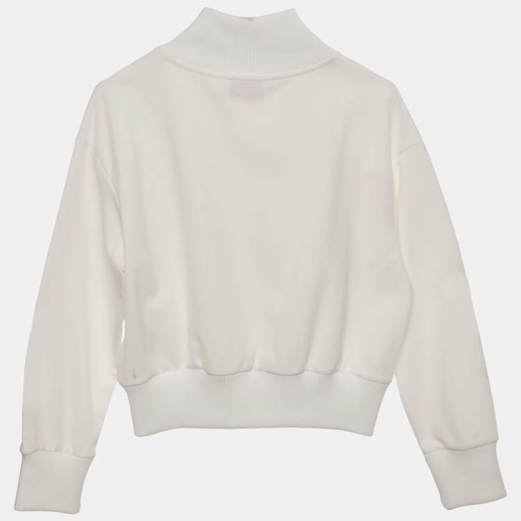 Pre Owned Emilio Pucci Kids White Iris Print Jersey Zip -Up Sweatshirt 12 Yrs