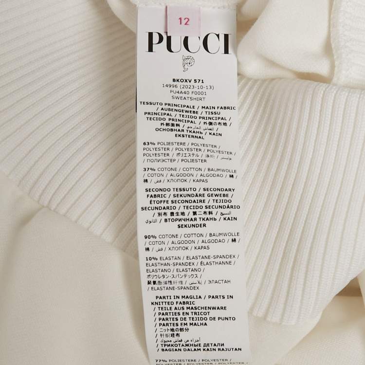 Pre Owned Emilio Pucci Kids White Iris Print Jersey Zip -Up Sweatshirt 12 Yrs