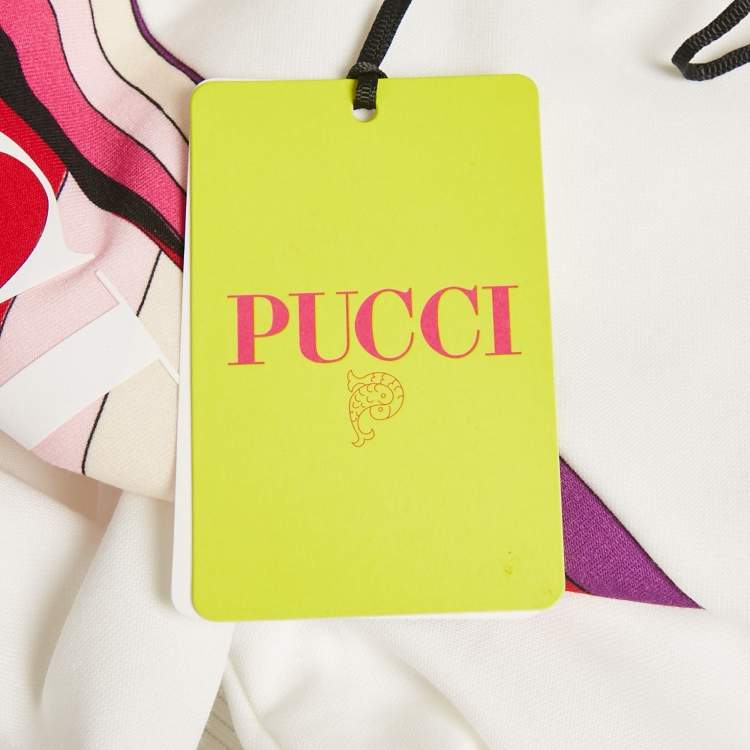 Pre Owned Emilio Pucci Kids White Iris Print Jersey Zip -Up Sweatshirt 12 Yrs