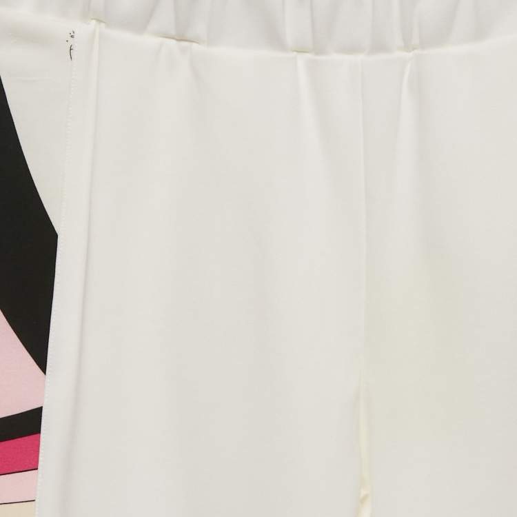 Pre Owned Emilio Pucci White Jersey Iris Print Straight Joggers 12 Yrs 