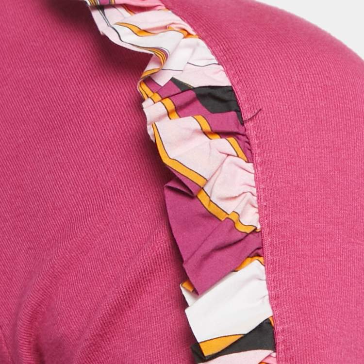 Pre Owned Emilio Pucci Pink Cotton Knit Raglan Sleeves Dress 12Yrs