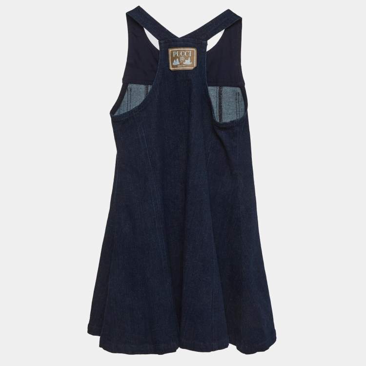 Pre Owned Emilio Pucci Blue Denim Sleeveless Dress 10 Yrs