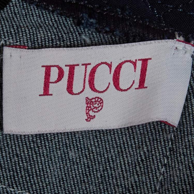 Pre Owned Emilio Pucci Blue Denim Sleeveless Dress 10 Yrs