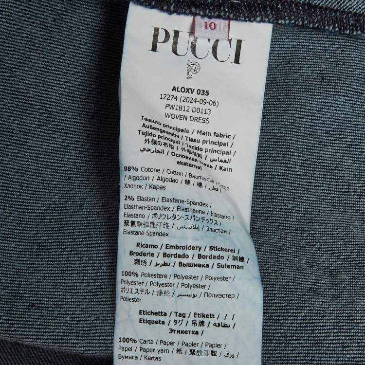 Pre Owned Emilio Pucci Blue Denim Sleeveless Dress 10 Yrs