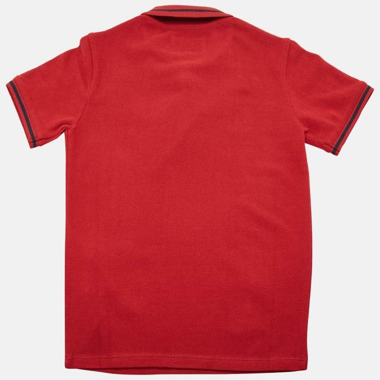 Pre Owned Emporio Armani Kids Red Eagle Logo Print Cotton Pique Polo T-Shirt 6 yrs 