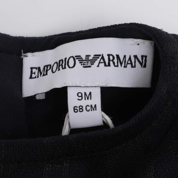 Pre Owned Emporio Armani Black Jersey Pleated Dress 9M