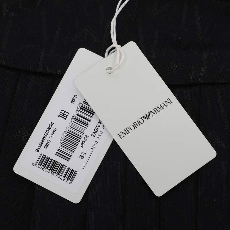 Pre Owned Emporio Armani Black Jersey Pleated Dress 9M