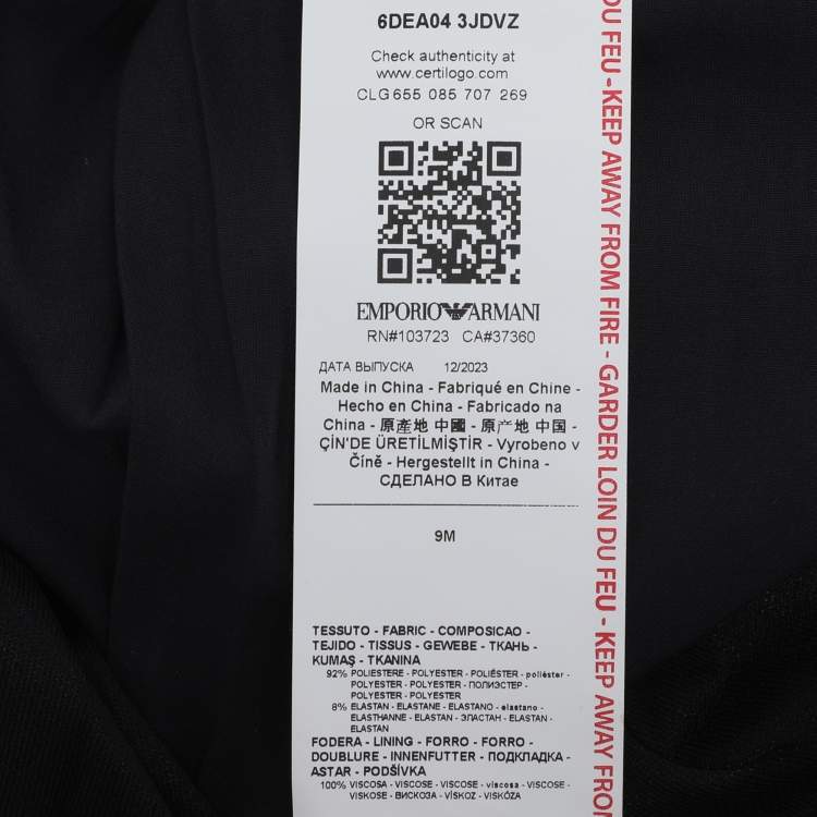 Pre Owned Emporio Armani Black Jersey Pleated Dress 9M