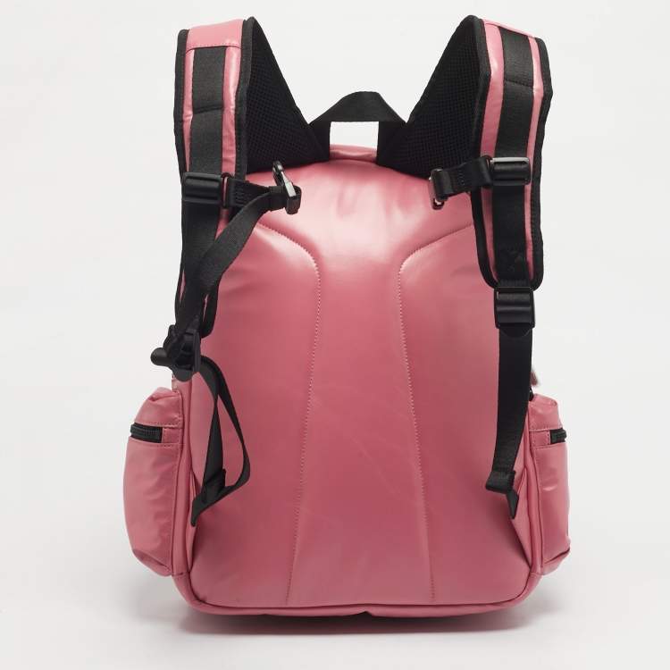 Pre Owned Emporio Armani Pink Polyester Logo Crest Backpack