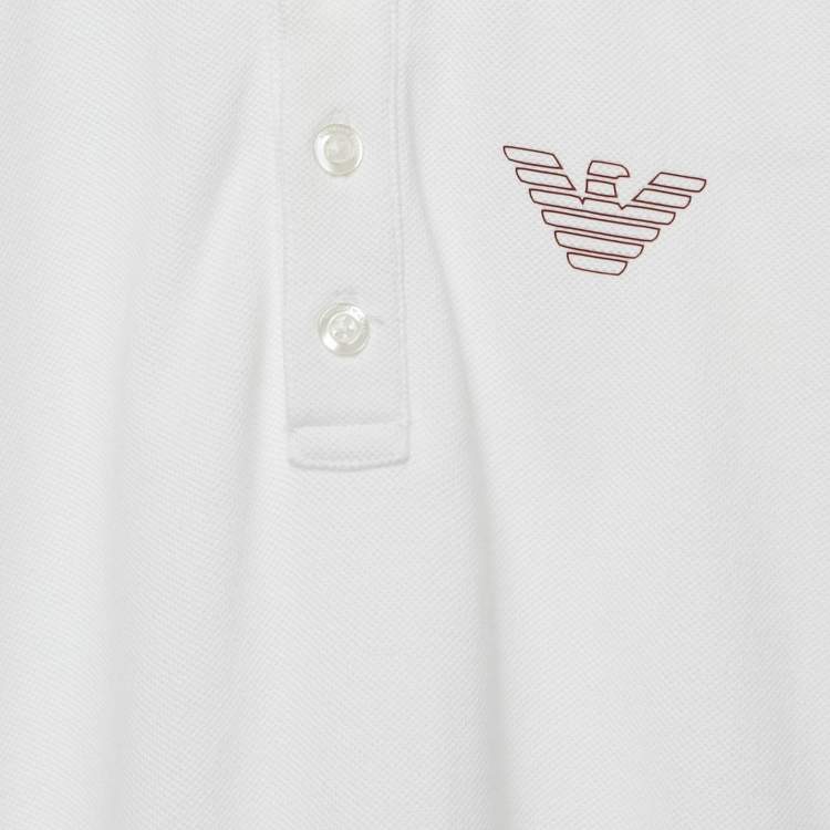 Pre Owned Emporio Armani Kids White Eagle Logo Print Cotton Pique Polo T-Shirt 6 Yrs 