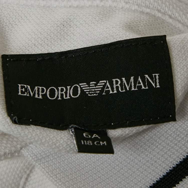 Pre Owned Emporio Armani Kids White Eagle Logo Print Cotton Pique Polo T-Shirt 6 Yrs 