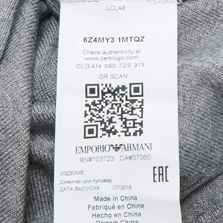 Pre Owned Emporio Armani Kids Grey Monogram Knit Crewneck Sweater 10 Yrs 