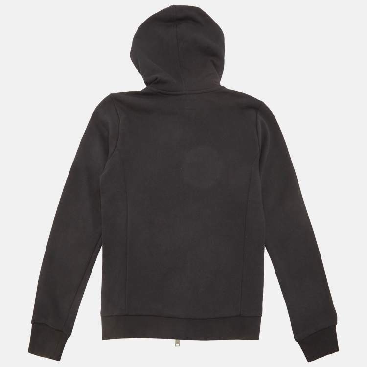 Pre Owned Emporio Armani Kids Black Cotton Knit Hooded Jacket 10 Yrs