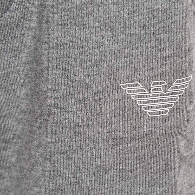 Pre Owned Emporio Armani Kids Grey Cotton Knit Drawstring Shorts 6 Yrs