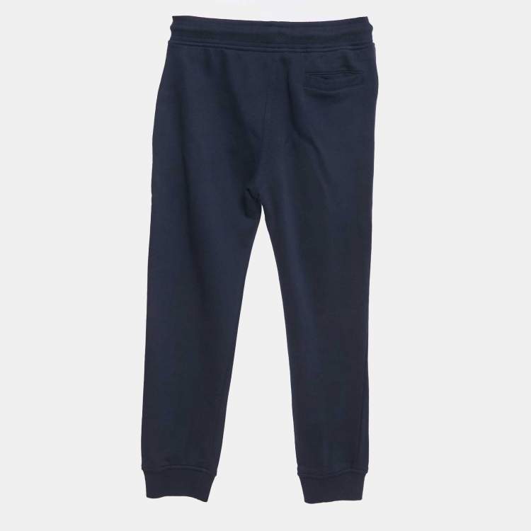 Pre Owned Emporio Armani Kids Navy Blue Logo Side Cotton Knit Sweatpants 7 Yrs