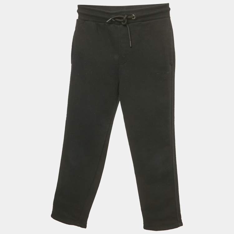Pre Owned Emporio Armani Kids Black Cotton Knit Jogger Pants 5 Yrs