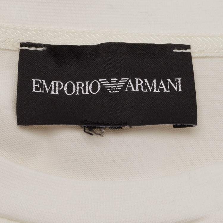 Pre Owned Emporio Armani Kids White Logo Printed Jersey T-Shirt 7 Yrs