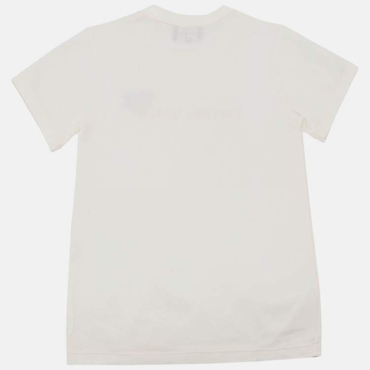 Pre Owned Emporio Armani Kids White Logo Printed Jersey T-Shirt 7 Yrs