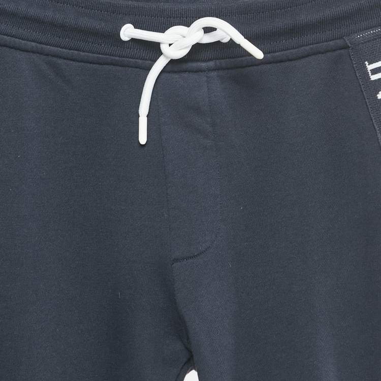 Pre Owned Emporio Armani Kids Navy Blue Cotton Knit Drawstring Jogger Pants 10 Yrs