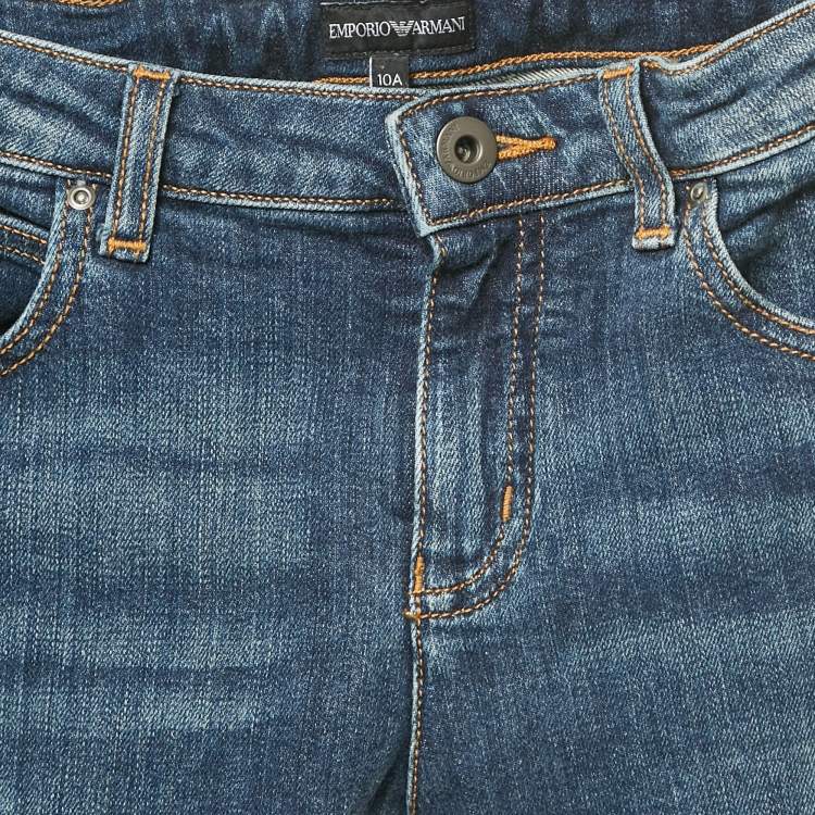 Pre Owned Emporio Armani Kids Blue Faded Denim Skinny Jeans 10 Yrs Waist 25"
