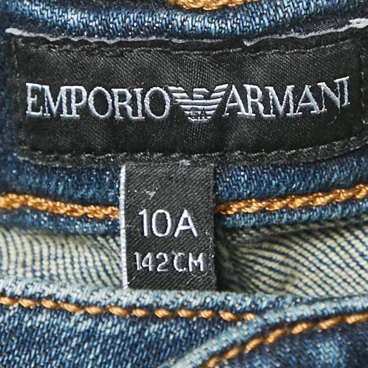 Pre Owned Emporio Armani Kids Blue Faded Denim Skinny Jeans 10 Yrs Waist 25"