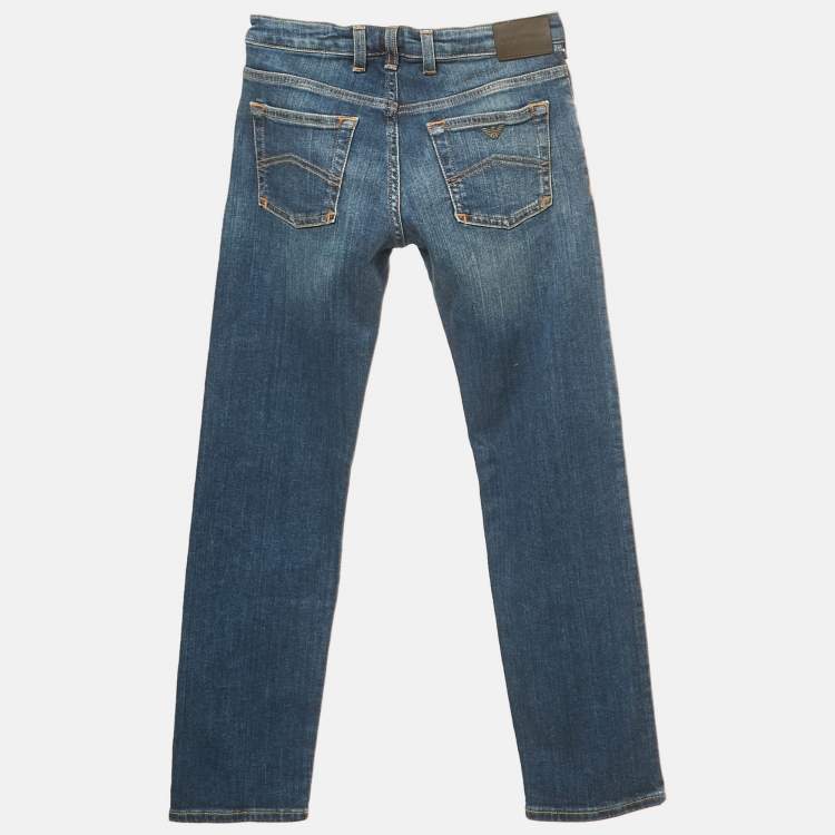 Pre Owned Emporio Armani Kids Blue Faded Denim Skinny Jeans 10 Yrs Waist 25"