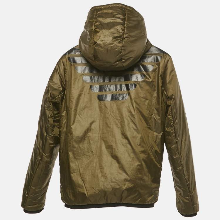 Pre Owned Emporio Armani Kids Midnight Blue Synthetic Reversible Hooded Puffer Jacket 14Yrs