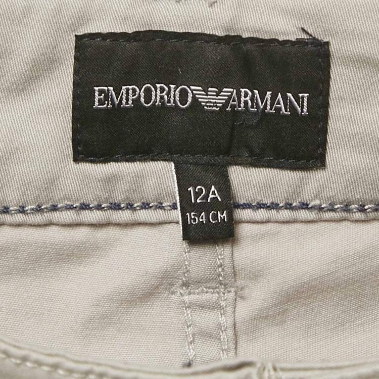 Pre Owned Emporio Armani Grey Cotton Chino Shorts 12 Yrs