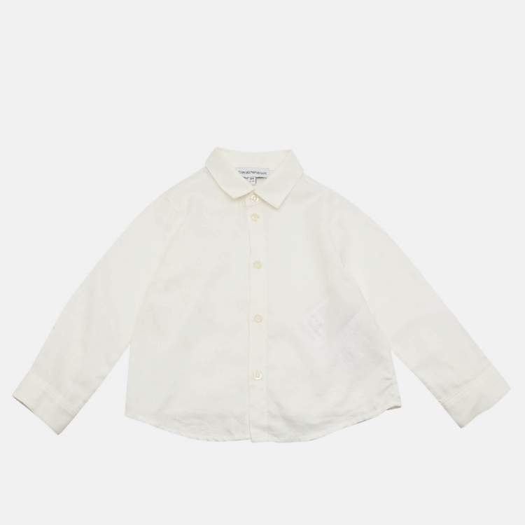 Pre Owned Emporio Armani Kids White Pattern Cotton Shirt 18M
