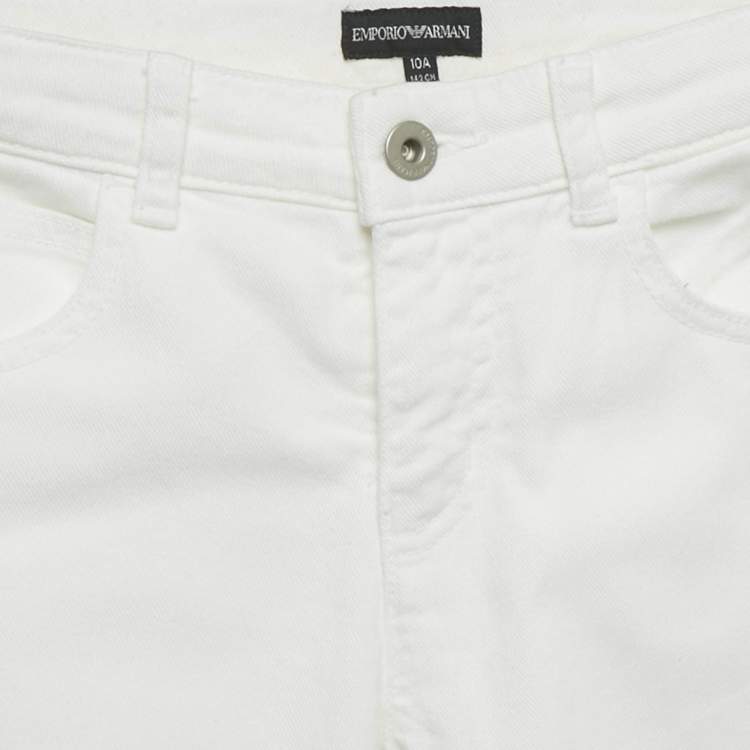 Pre Owned Emporio Armani White Denim Pants 10 Years