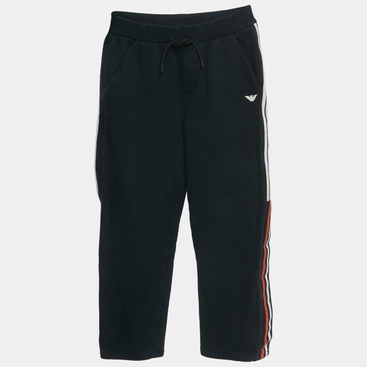 Pre Owned Emporio Armani Kids Navy Blue Side Stripe Cotton Trousers 10Yrs