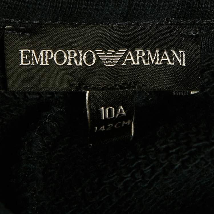 Pre Owned Emporio Armani Kids Navy Blue Side Stripe Cotton Trousers 10Yrs