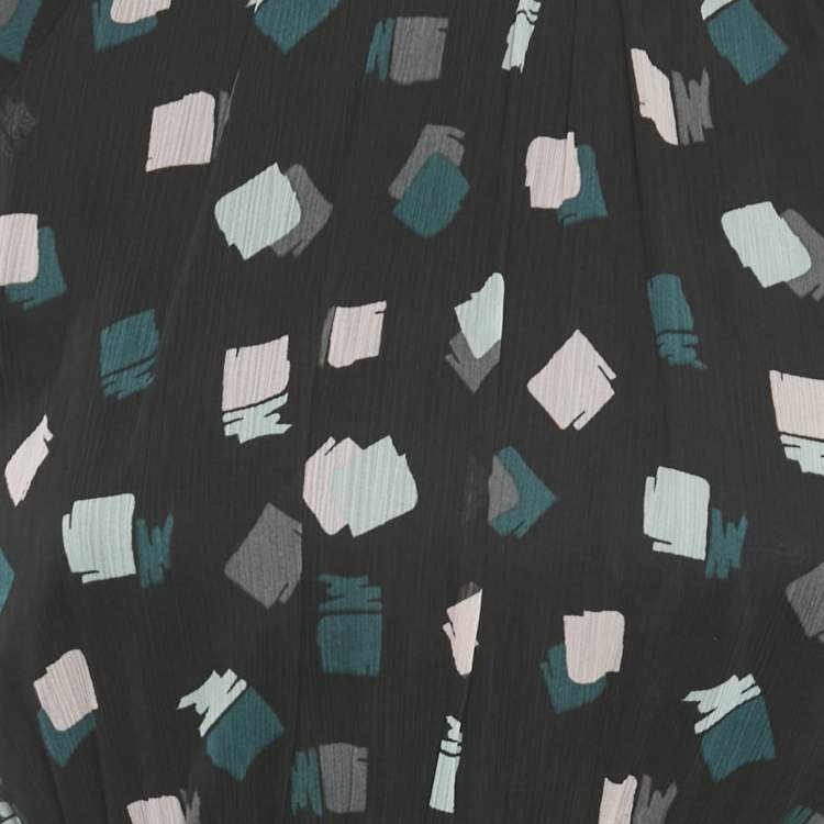 Pre Owned Emporio Armani Black Printed Chiffon Dress 12 Yrs 