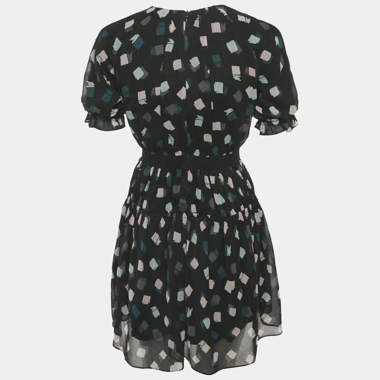 Pre Owned Emporio Armani Black Printed Chiffon Dress 12 Yrs 