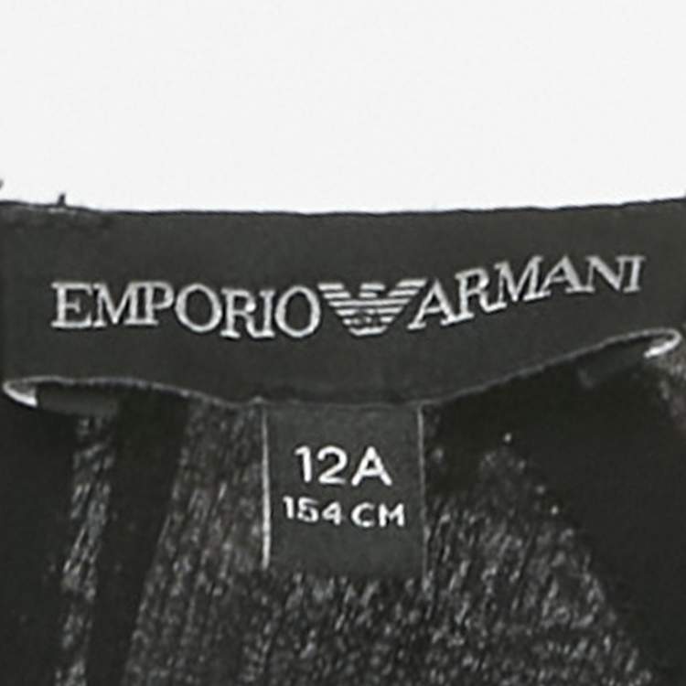 Pre Owned Emporio Armani Black Printed Chiffon Dress 12 Yrs 